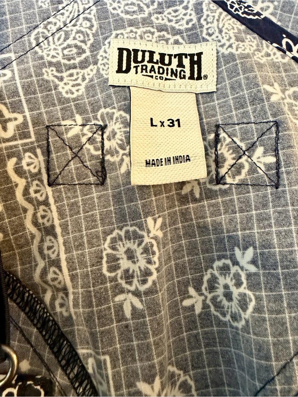 Duluth Trading Co Navy and White Bandana-Print Overalls - Picture 5 of 5